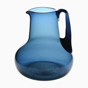 Brocca in vetro soffiato blu di Claude Morin, Dieulefit, anni '70