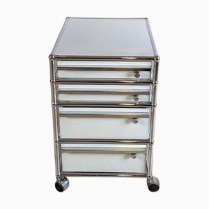 Meuble de Bureau Piédestal Fritz Blanc avec Roulettes de USM Haller