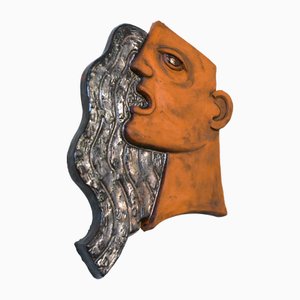 Large Swedish Art Deco Style Ceramic Wall Relief by Lars Bergsten, 1980s