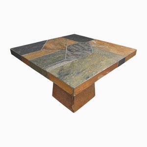 Brutalist Slate Stone Coffee Table, 1980s
