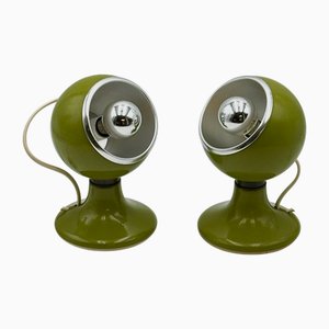 Eyeball Lamps in Green Metal from Luci Italia, 1970s, Set of 2