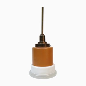 Glass and Copper Pendant Light from Philips, 1930s