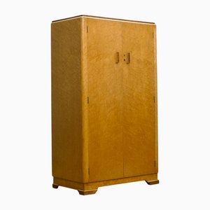 Vintage Art Deco British Birds Eye Maple Tallboy, 1930s
