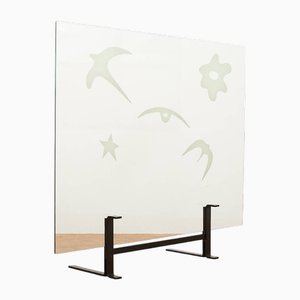 Neolia Folding Screen with Black Lacquered Flat Steel Base by Andrea Branzi for Zanotta, 1989