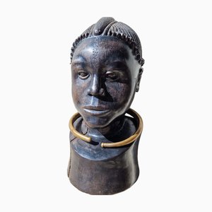 Busto tribale africano in ebano, anni '60