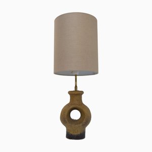 Mid-Century Modern Danish Circular Stoneware Table Lamp, 1960s