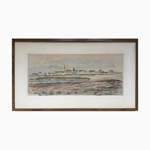 Daniel Dourouze, Arzon durante la marea baja, 1921, acuarela y carboncillo