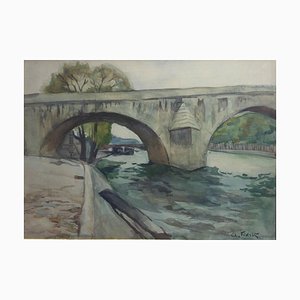 André Fidrit, Le Pont Royal in Paris, 1900, Watercolor