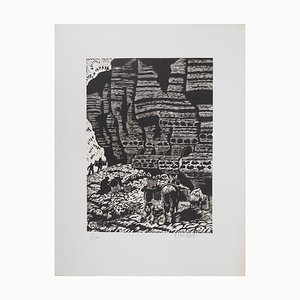 Yvonne Jean-Haffen, Bretagne, Cliffs, 1929, Signierter Originalholzschnitt