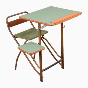 Klappbarer Vintage Schulschreibtisch