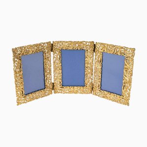Triptychon Bilderrahmen aus vergoldetem Messing, frühes 20. Jh.