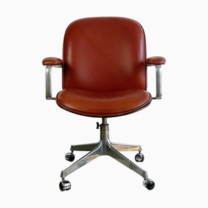 Mid-Century Italian Red Office Armchair attributed to Ico Parisi for Mim Roma, 1960s