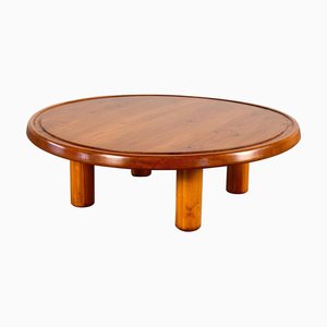 Round Pine Coffee Table by Charlotte Perriand for Les Arcs, France, 1960s