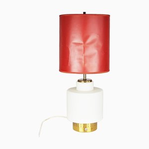 Lámpara de mesa de latón y vidrio opalino con tres luces de Bruno Gatta para Stilnovo, 1959