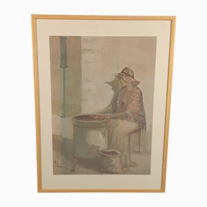 Innocenzo Melani, Femme au foyer, XXe siècle, Sérigraphie