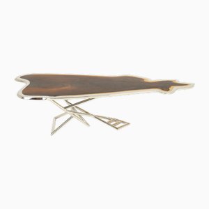 Handcrafted Kangaroo Coffee Table in Rosewood and Stainless Steel, 2008