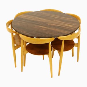 Juego de comedor Heart de Hans Wegner para Fritz Hansen, Dinamarca, años 60. Juego de 7