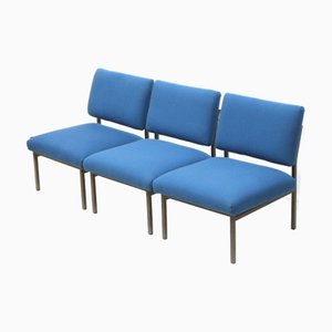 Divano a tre posti modulare vintage blu, anni '70, set di 3