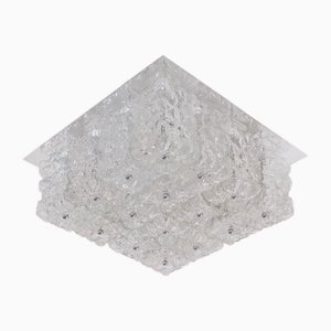 Large Square Ice Glass Ceiling Light, 1970s
