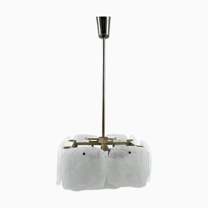 Lampada da soffitto Bernstein in vetro ghiacciato di JT Kalmar per Kalmar Franken, Austria, anni '60