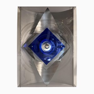 Lampada da parete Optical in vetro acrilico e alluminio spazzolato di Victor Vasarely, Francia, anni '70