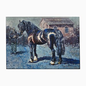 Elin Sian Blake, Fronarth Northern Star, Welsh Cob, raza de caballo nativo de Gales, 2010, óleo sobre lienzo, enmarcado