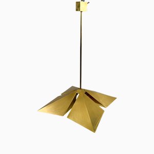 Lampada a sospensione in ottone di Vereinigte Werkstätten München, Germania, anni '70