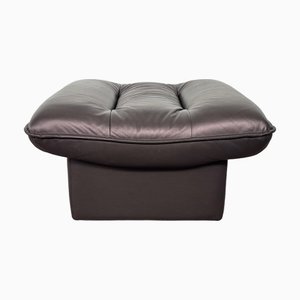 Großer Italienischer Fußhocker aus schwarzem Leder, Italien, 1980er