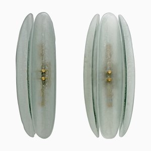Appliques Mid-Century Moderne en Verre de Murano Vert Aqua, 2000, Set de 2