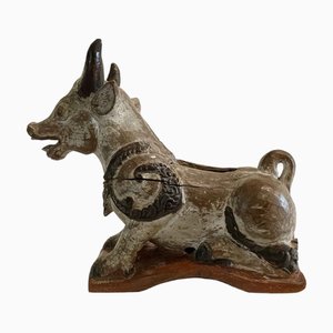 Indian Artist, Nandi Cow Sculpture, 1800s, Carved and Lacquered Wood
