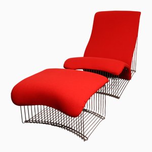 Set of Pantonova Lounge Chair and Ottoman by Verner Panton for Fritz Hansen, Denmark, 1970s