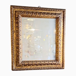 Large Antique Mirror in Carved Wooden Box Frame