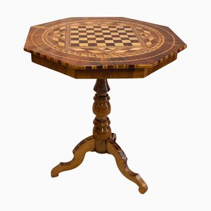 Biedermeier Marquetry Chess Table, 19th Century