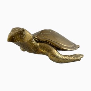 Tartaruga Hollywood Regency in ottone, Francia, anni '70