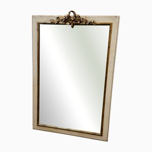 French Neoclassical Painted Mirror with Gilt Ribbon Crest