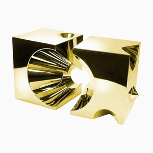 Verliere dich! C4 & C5 Beistelltische aus Goldenem Stahl von Barberini & Gunnell, 2er Set