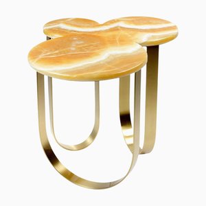 Cloud Beistelltisch aus Onyx & Gebürstetem Messing von Barberini & Gunnell