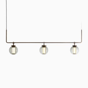 Bronze and Transparent Glass Bai T Pendant III by Parachilna