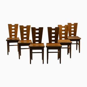 Oak Chairs from Henry Jacques Le Même, France 1940s, Set of 6