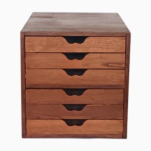 Schedario da scrivania in legno, anni '60