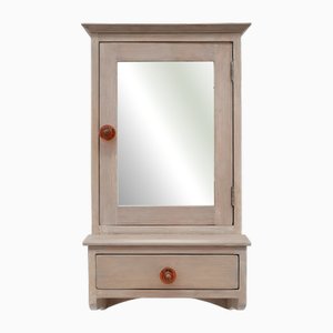 Französischer Art Deco Holz Medizinschrank mit Spiegel, 1920er