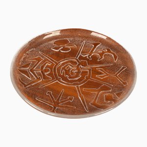 Plato escultural de vidrio de Arnaldo Pomodoro para Edizioni Ars D Milano, años 80