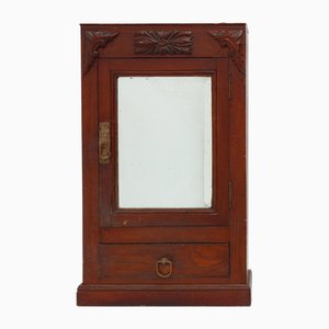 Art Deco Rasierschrank aus Holz mit Abgeschrägtem Spiegel, Frankreich, 1920er