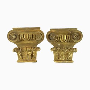 19th Century Italian Gilded Capitals with Corinthian-Ionic Carving, Set of 2