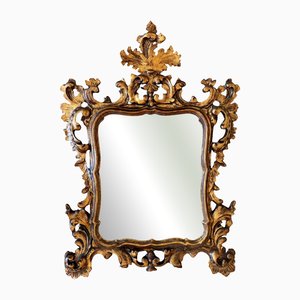 Spanish Baroque Style Carved Gilded Walnut Ormolu Mirror, 1890