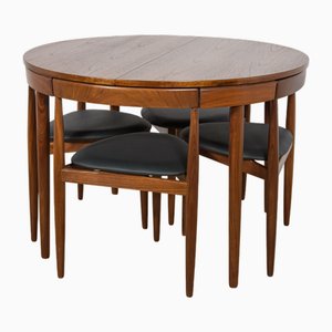 Mid-Century Teak Dining Table and Chairs by Hans Olsen for Frem Røjle, Denmark, 1950s, Set of 5
