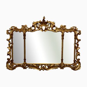 Spanish Baroque Style Horizontal Carved Gilded Walnut Ormolu Mirror, 1900s