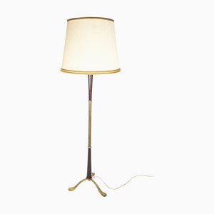 Italian Purple Wood and Brass Floor Lamp from Arredoluce, 1940s