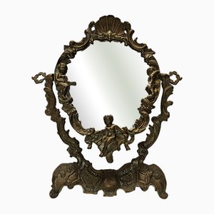 Französischer Mid-Century Tischspiegel aus Bronze, 1950er