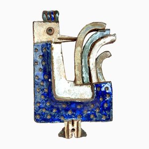 Französische Mid-Century Keramik Wandskulptur eines stilisierten Vogels, der Les Argonautes zugeschrieben wird, 1960er